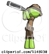 Poster, Art Print Of Green Explorer Ranger Man Thermometer In Mouth