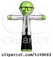 Poster, Art Print Of Green Doctor Scientist Man T-Pose Arms Up Standing