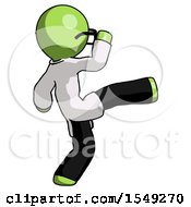 Green Doctor Scientist Man Kick Pose
