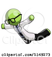 Poster, Art Print Of Green Doctor Scientist Man Skydiving Or Falling To Death