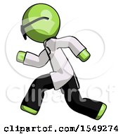 Green Doctor Scientist Man Running Fast Left