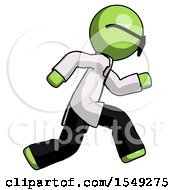 Green Doctor Scientist Man Running Fast Right