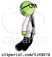 Poster, Art Print Of Green Doctor Scientist Man Floating Through Air Right