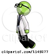 Green Doctor Scientist Man Floating Through Air Left