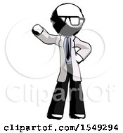 Ink Doctor Scientist Man Waving Right Arm With Hand On Hip
