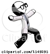 Poster, Art Print Of Ink Doctor Scientist Man Running Away In Hysterical Panic Direction Right