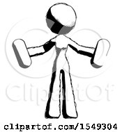 Ink Design Mascot Woman Holding A Red Pill And Blue Pill