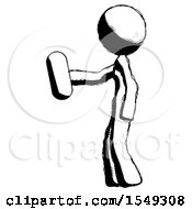 Ink Design Mascot Woman Holding Red Pill Walking To Left
