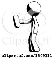 Ink Design Mascot Man Holding Red Pill Walking To Left
