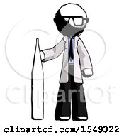 Ink Doctor Scientist Man Standing With Large Thermometer