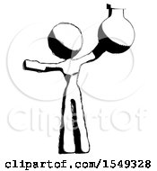 Ink Design Mascot Woman Holding Large Round Flask Or Beaker
