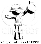 Poster, Art Print Of Ink Explorer Ranger Man Holding Large Round Flask Or Beaker