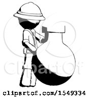 Poster, Art Print Of Ink Explorer Ranger Man Standing Beside Large Round Flask Or Beaker