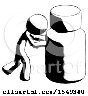 Poster, Art Print Of Ink Design Mascot Man Pushing Large Medicine Bottle