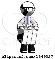 Ink Doctor Scientist Man Gifting Present With Large Bow Front View