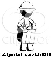 Poster, Art Print Of Ink Explorer Ranger Man Gifting Present With Large Bow Front View