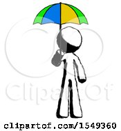 Ink Design Mascot Man Holding Umbrella Rainbow Colored
