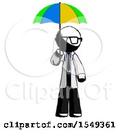 Poster, Art Print Of Ink Doctor Scientist Man Holding Umbrella Rainbow Colored