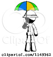 Poster, Art Print Of Ink Explorer Ranger Man Holding Umbrella Rainbow Colored