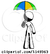 Ink Design Mascot Woman Holding Umbrella Rainbow Colored