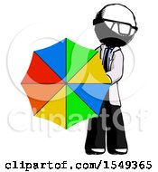 Poster, Art Print Of Ink Doctor Scientist Man Holding Rainbow Umbrella Out To Viewer