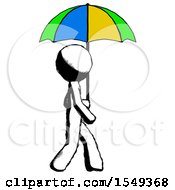 Ink Design Mascot Man Walking With Colored Umbrella