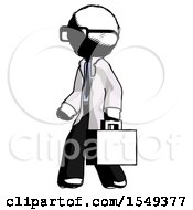 Poster, Art Print Of Ink Doctor Scientist Man Walking With Briefcase To The Left