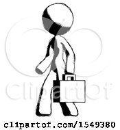 Poster, Art Print Of Ink Design Mascot Woman Man Walking With Briefcase To The Left
