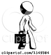 Poster, Art Print Of Ink Design Mascot Woman Walking With Briefcase To The Right