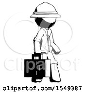 Poster, Art Print Of Ink Explorer Ranger Man Walking With Medical Aid Briefcase To Right