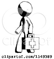 Poster, Art Print Of Ink Design Mascot Man Walking With Medical Aid Briefcase To Left