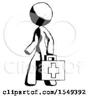Poster, Art Print Of Ink Design Mascot Woman Walking With Medical Aid Briefcase To Left