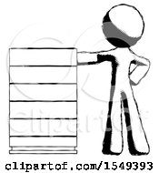 Poster, Art Print Of Ink Design Mascot Man With Server Rack Leaning Confidently Against It