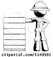 Poster, Art Print Of Ink Explorer Ranger Man With Server Rack Leaning Confidently Against It