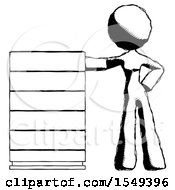 Poster, Art Print Of Ink Design Mascot Woman With Server Rack Leaning Confidently Against It