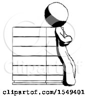 Ink Design Mascot Man Resting Against Server Rack Viewed At Angle