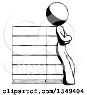 Ink Design Mascot Woman Resting Against Server Rack Viewed At Angle