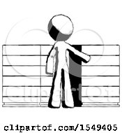 Ink Design Mascot Man With Server Racks In Front Of Two Networked Systems