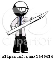 Ink Doctor Scientist Man Holding Large Scalpel