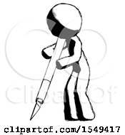 Ink Design Mascot Man Cutting With Large Scalpel