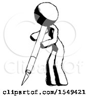 Ink Design Mascot Woman Cutting With Large Scalpel