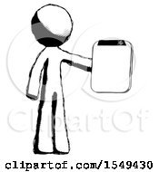 Ink Design Mascot Man Showing Clipboard To Viewer