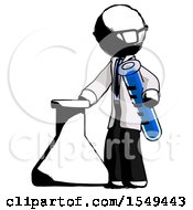 Ink Doctor Scientist Man Holding Test Tube Beside Beaker Or Flask