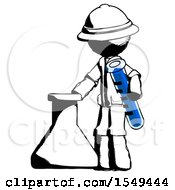 Poster, Art Print Of Ink Explorer Ranger Man Holding Test Tube Beside Beaker Or Flask