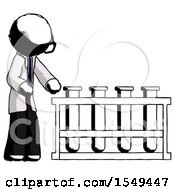 Poster, Art Print Of Ink Doctor Scientist Man Using Test Tubes Or Vials On Rack
