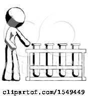 Ink Design Mascot Woman Using Test Tubes Or Vials On Rack
