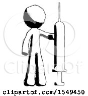 Ink Design Mascot Man Holding Large Syringe