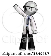 Poster, Art Print Of Gray Doctor Scientist Man Waving Emphatically With Right Arm