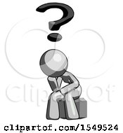 Poster, Art Print Of Gray Design Mascot Woman Thinker Question Mark Concept
