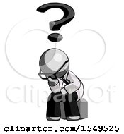 Poster, Art Print Of Gray Doctor Scientist Man Thinker Question Mark Concept